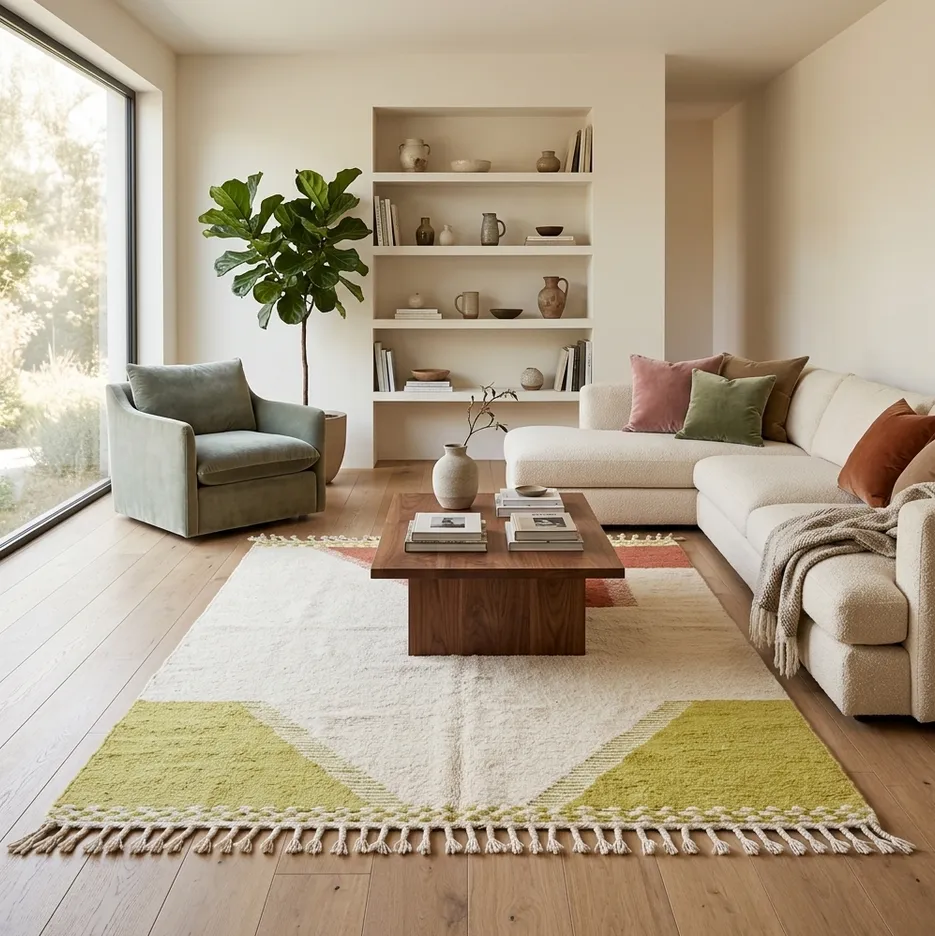 Kilim berbère Alnif terracotta et beige, vue 3 sur 4