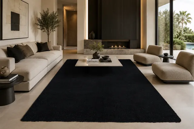 Kilim berbère Bouarfa noir — tapis kilim