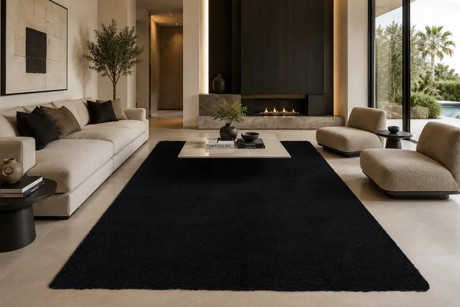 Kilim berbère Bouarfa noir — tapis kilim tissé à la main