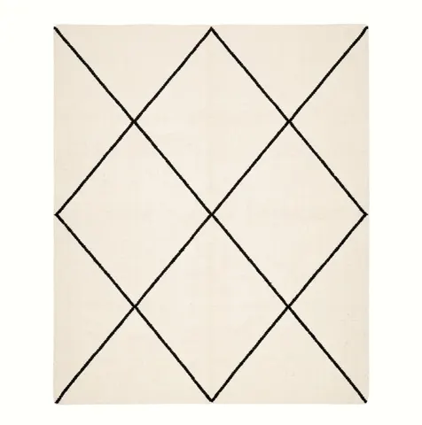 Kilim berbère Goulmima beige et noir à losanges — tapis kilim