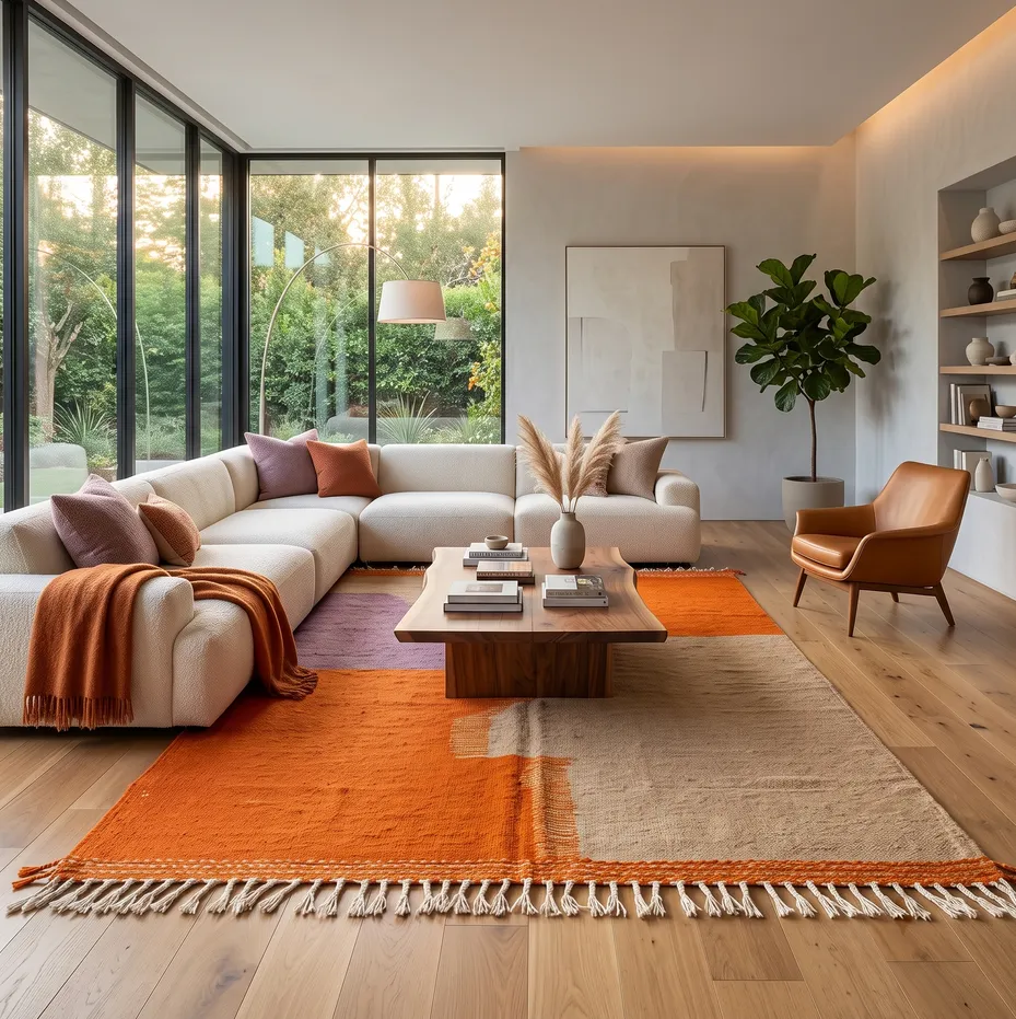 Kilim berbère Igherm marron et orange, vue 4 sur 4