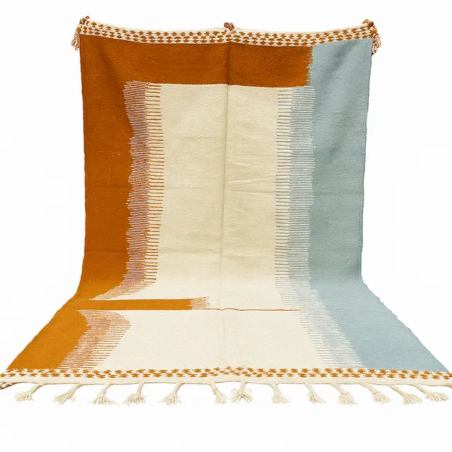 Kilim berbère Itri beige et bleu — tapis kilim