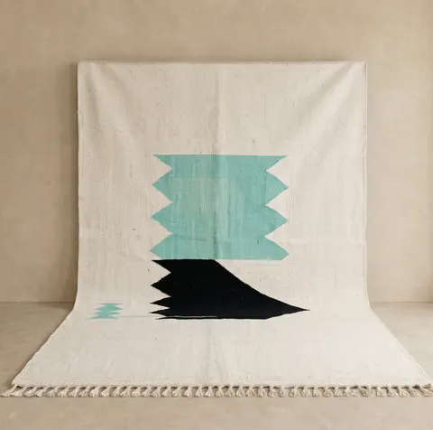 Kilim berbère Itzer vert et noir — tapis kilim