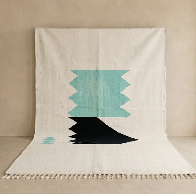 Kilim berbère Itzer vert et noir — tapis kilim