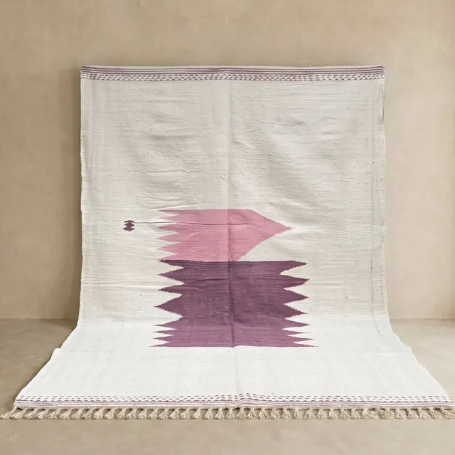 Kilim berbère Jorf blanc et violet — tapis kilim