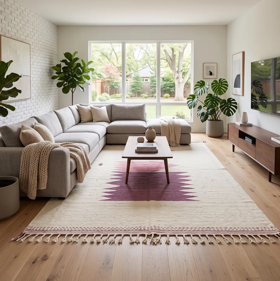 Kilim berbère Jorf blanc et violet, vue 3 sur 4