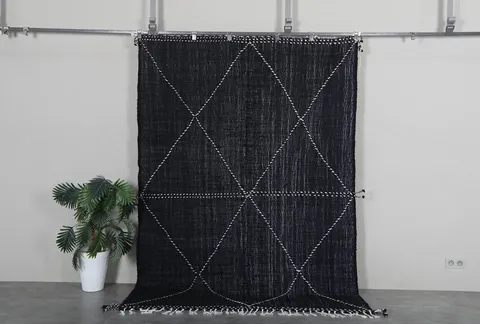 Kilim berbère Sifaw noir uni — tapis kilim