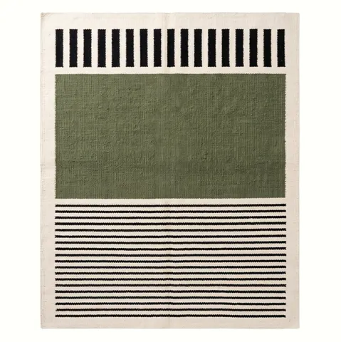 Kilim berbère Tamegroute beige et noir uni — tapis kilim