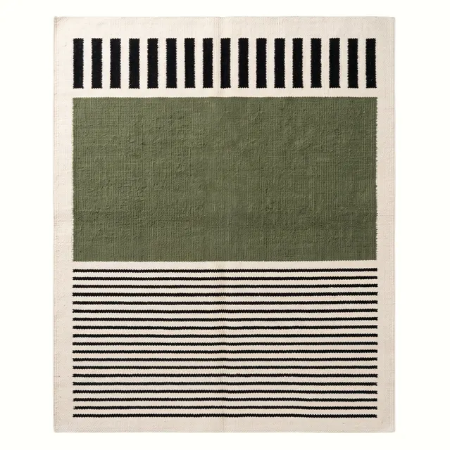 Kilim berbère Tamegroute beige et noir uni — tapis kilim