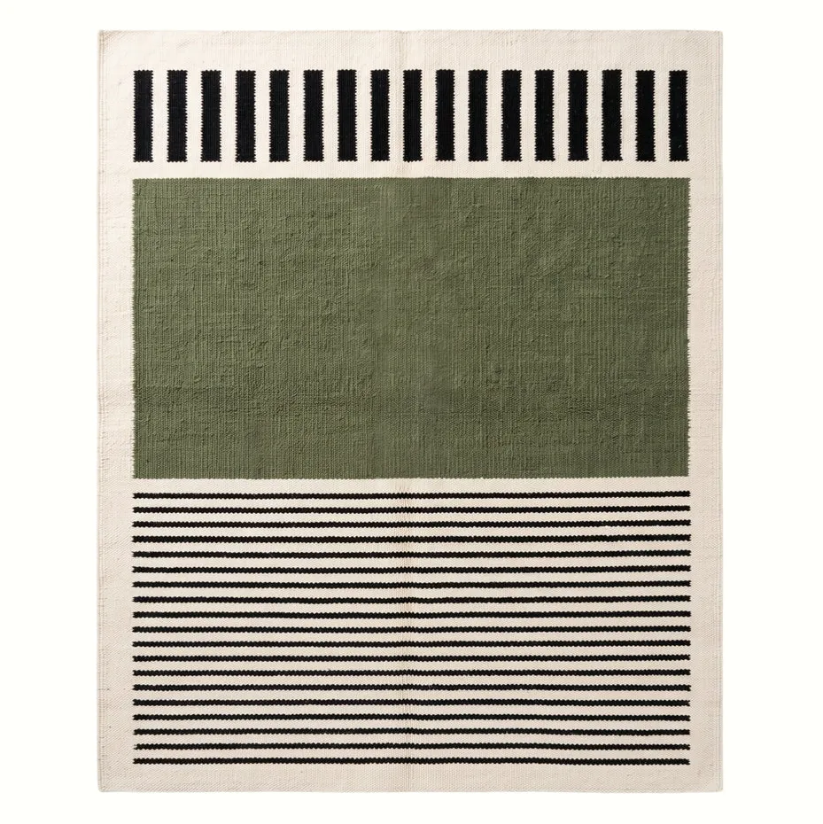 Kilim berbère Tamegroute beige et noir uni — tapis kilim tissé à la main