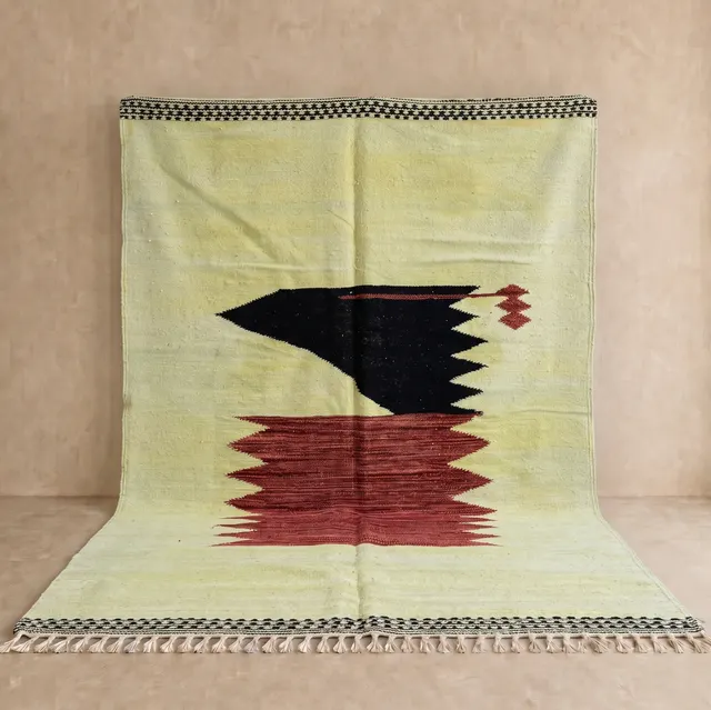 Kilim berbère Tanant jaune et rouge — tapis kilim