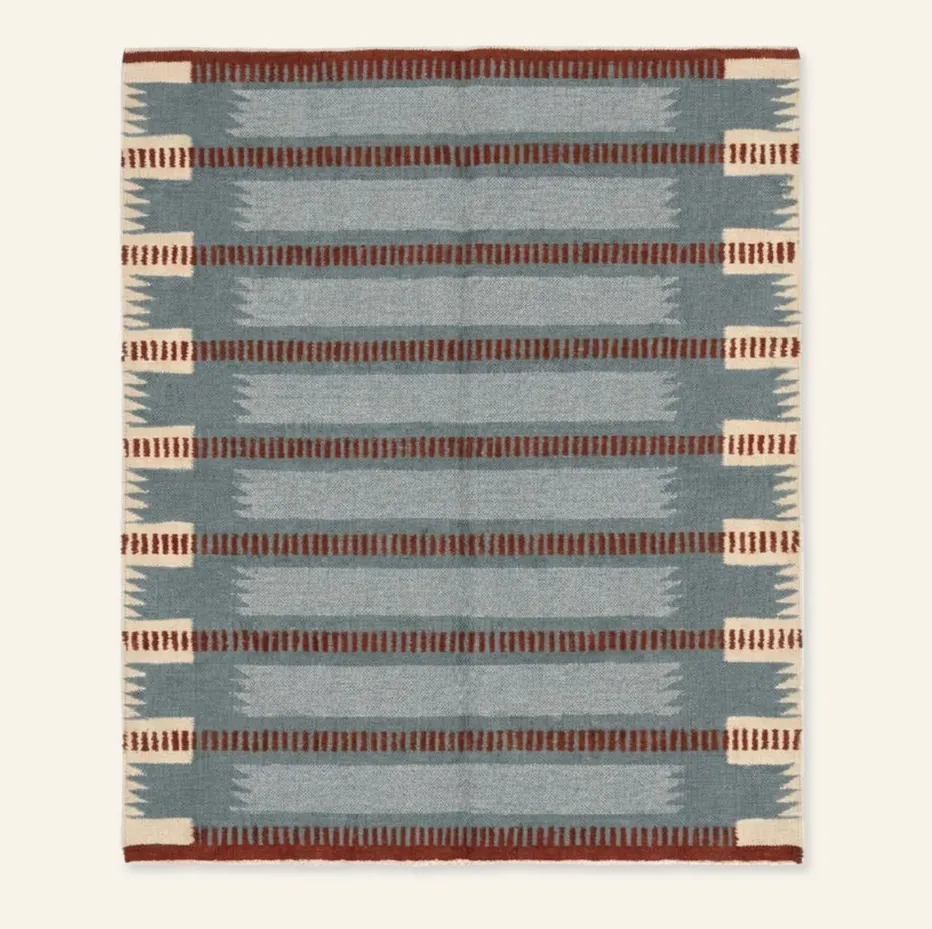 Kilim berbère Tazzarine bleu — tapis kilim tissé à la main