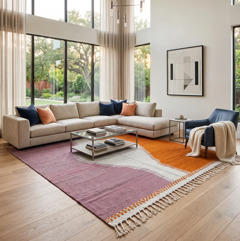 Kilim berbère Tazzarine orange et violet, vue 4 sur 4