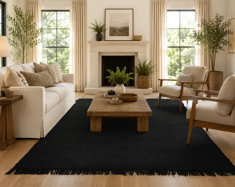 Kilim berbère Tendrara noir — tapis kilim