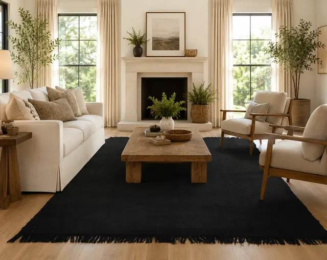 Kilim berbère Tendrara noir — tapis kilim