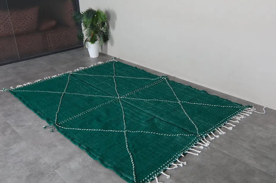 Kilim berbère Tiziri vert uni, vue 5 sur 7