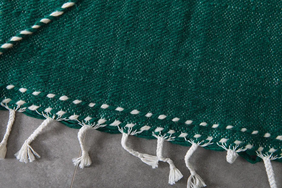 Kilim berbère Tiziri vert uni, vue 6 sur 7