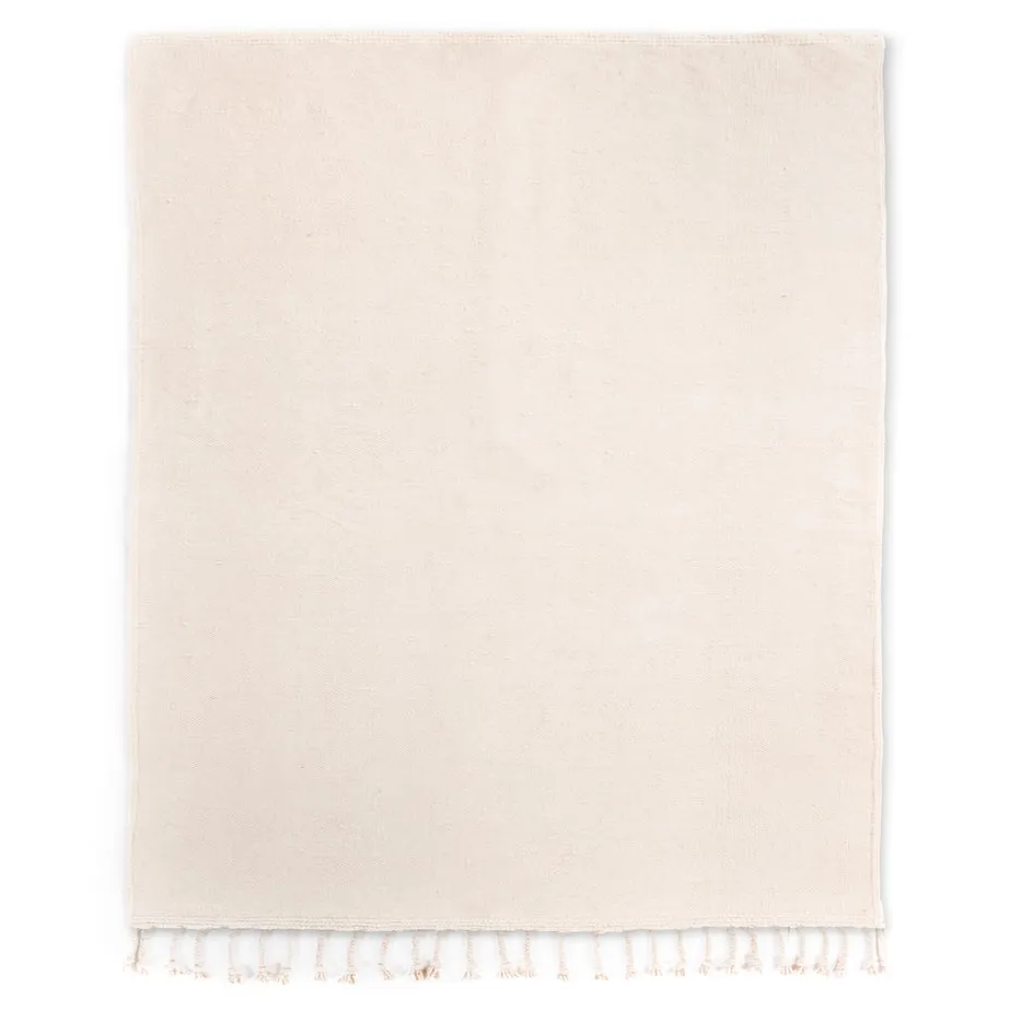 Kilim berbère Tounfite beige et noir uni — tapis kilim tissé à la main