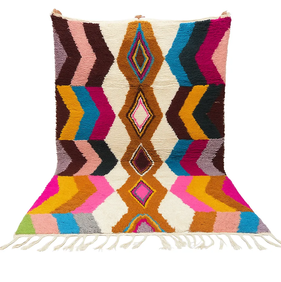 Tapis Azilal Aït-Bouguemez multicolore — tapis azilal tissé à la main