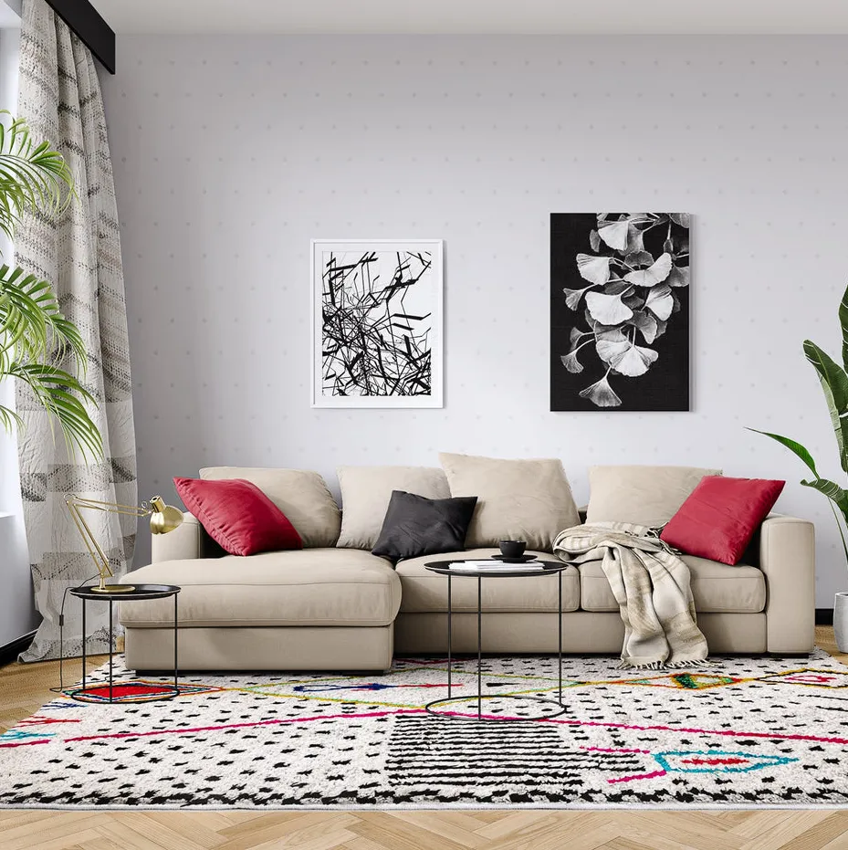 Tapis Azilal Alnif beige et noir, vue 3 sur 7