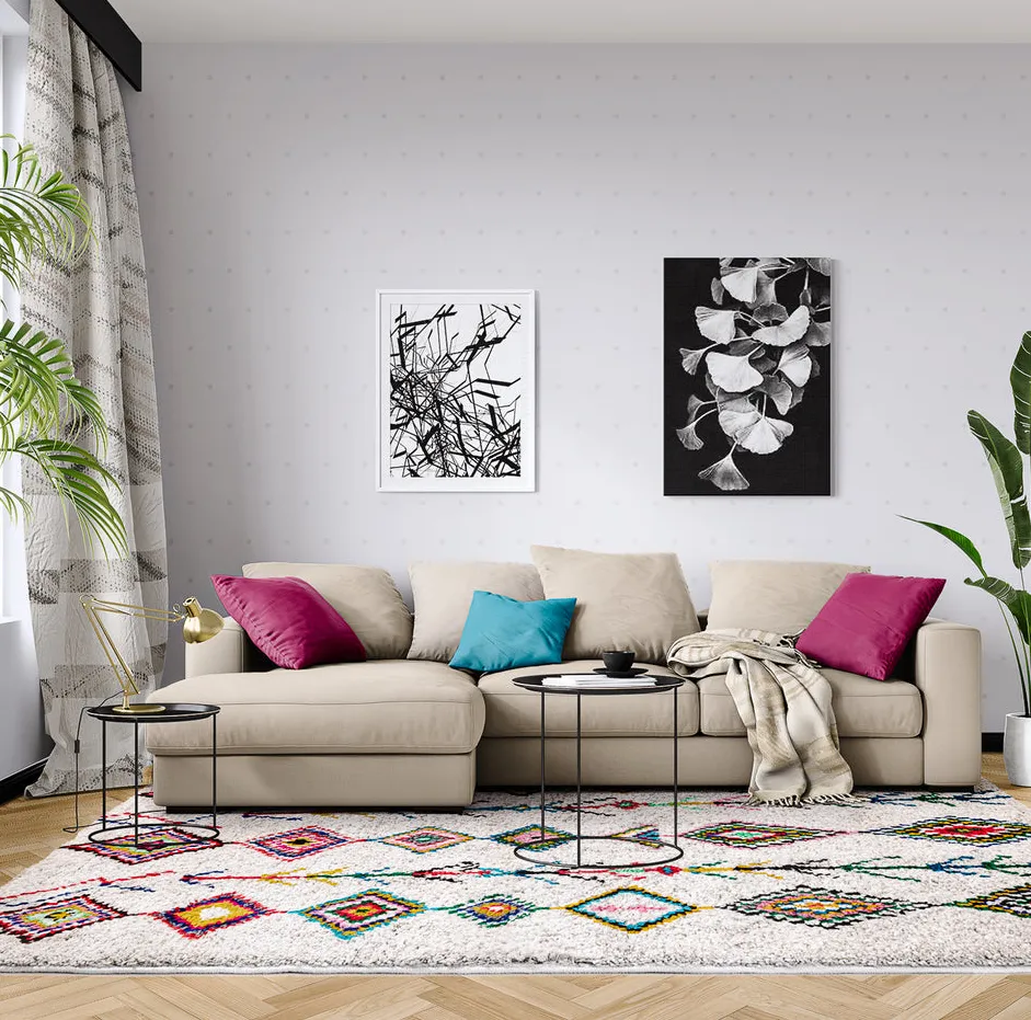 Tapis Azilal Tagleft aux motifs géométriques, vue 4 sur 7