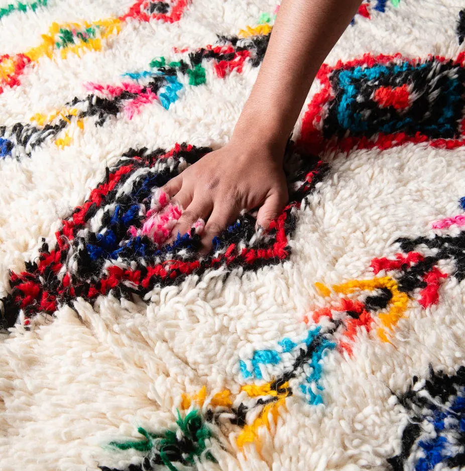 Tapis Azilal Tamegroute beige et bleu, vue 7 sur 7