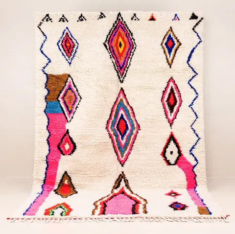 Tapis Azilal Tanant beige et bleu — tapis azilal