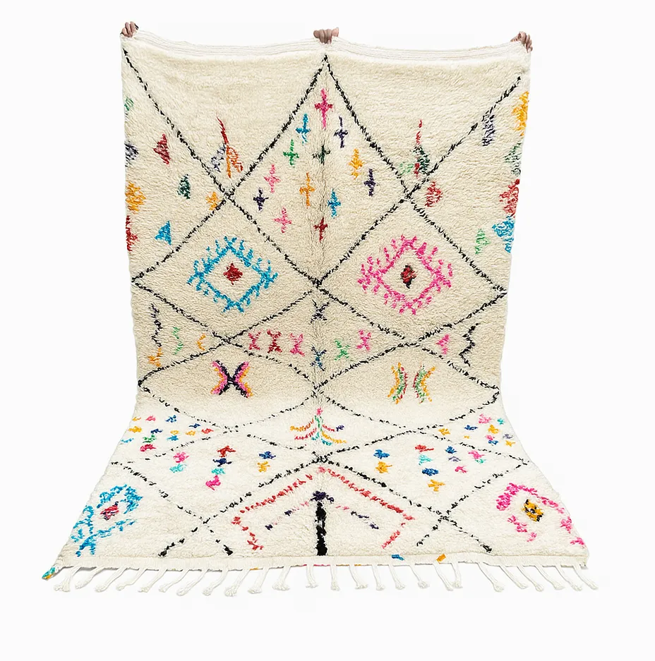 Tapis Azilal Tanirt multicolore — tapis azilal tissé à la main