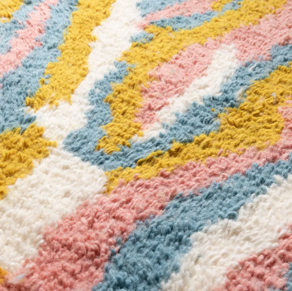 Tapis Beni Ouarain Aguelmous bleu et rose, vue 5 sur 7
