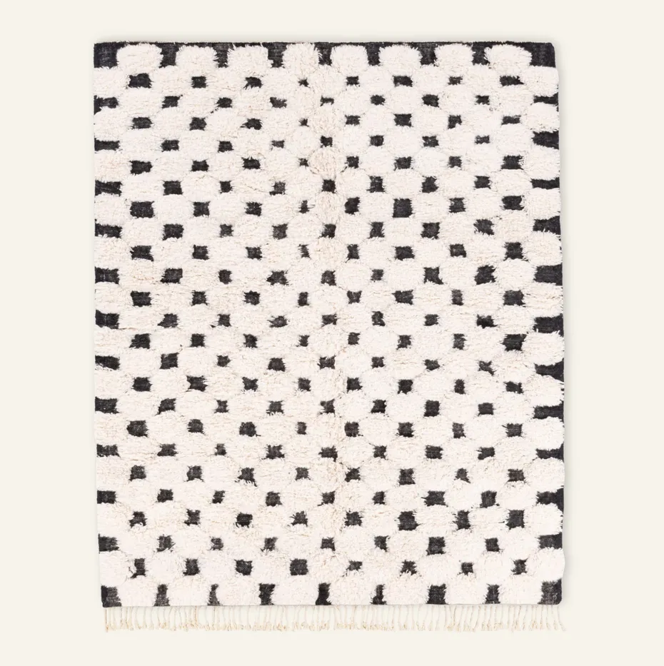 Tapis Beni Ouarain Aït-Bouguemez noir et blanc — tapis beni ouarain tissé à la main