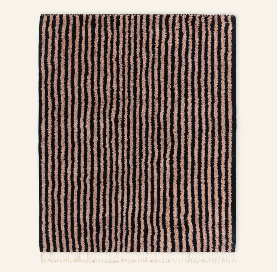 Tapis Beni Ouarain Aksel beige et blanc — tapis beni ouarain tissé à la main