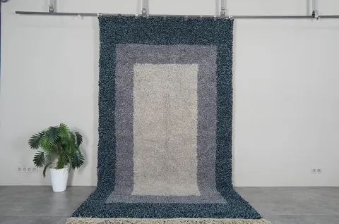 Tapis Beni Ouarain Ameln bleu et gris — tapis beni ouarain