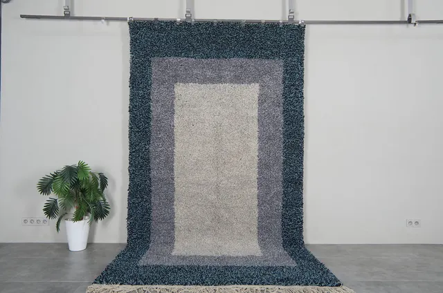 Tapis Beni Ouarain Ameln bleu et gris — tapis beni ouarain