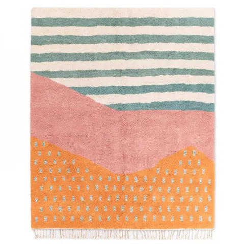 Tapis Beni Ouarain Amizmiz orange et rose à rayures — tapis beni ouarain