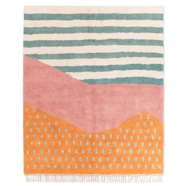 Tapis Beni Ouarain Amizmiz orange et rose à rayures — tapis beni ouarain