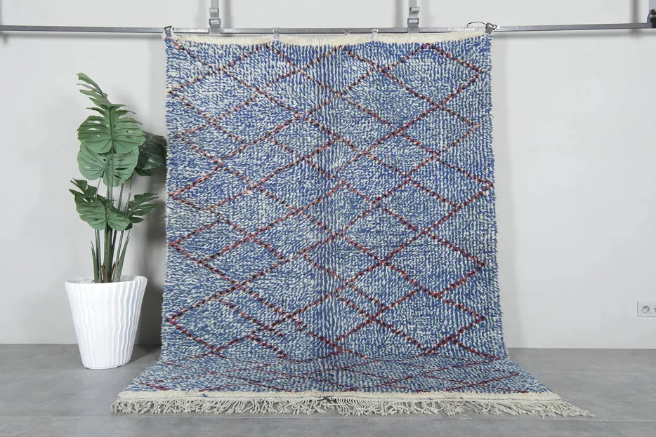 Tapis Beni Ouarain Amnay bleu — tapis beni ouarain tissé à la main