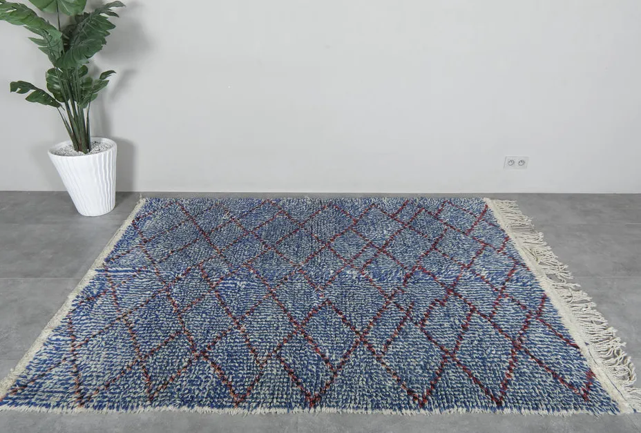 Tapis Beni Ouarain Amnay bleu, vue 3 sur 7