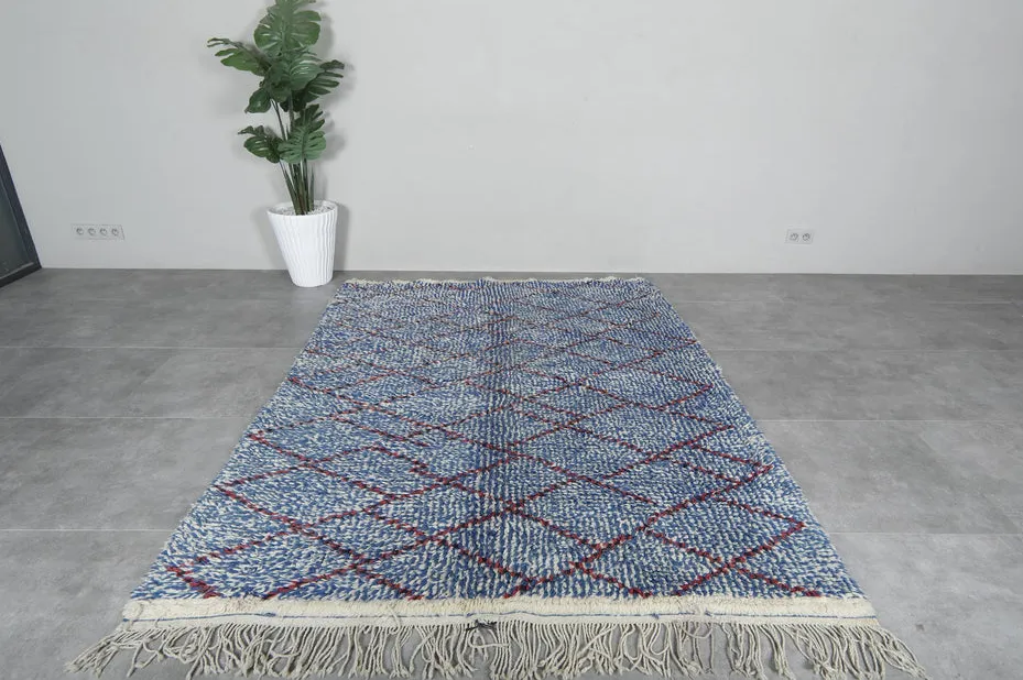 Tapis Beni Ouarain Amnay bleu, vue 6 sur 7