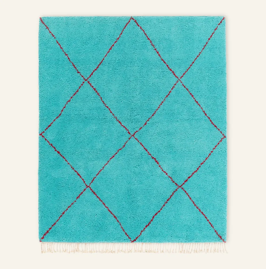 Tapis Beni Ouarain Anergui rouge — tapis beni ouarain tissé à la main