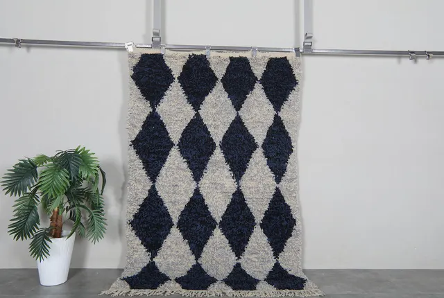 Tapis Beni Ouarain Anezi gris et bleu — tapis beni ouarain