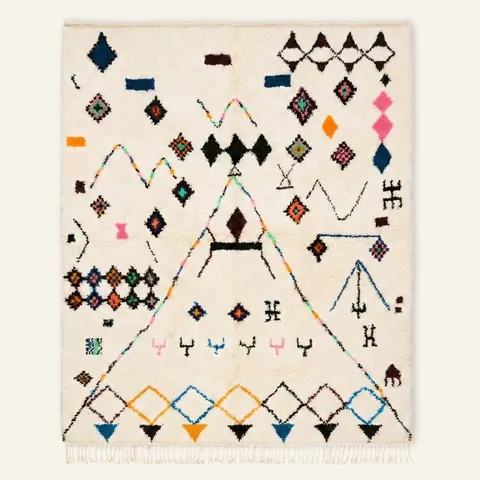 Tapis Beni Ouarain Aoufous beige et blanc — tapis beni ouarain