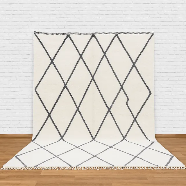 Tapis Beni Ouarain Aoufous noir et blanc — tapis beni ouarain