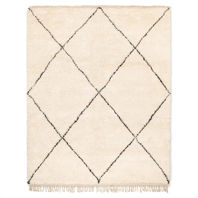 Tapis Beni Ouarain Aoulouz beige et blanc à losanges — tapis beni ouarain
