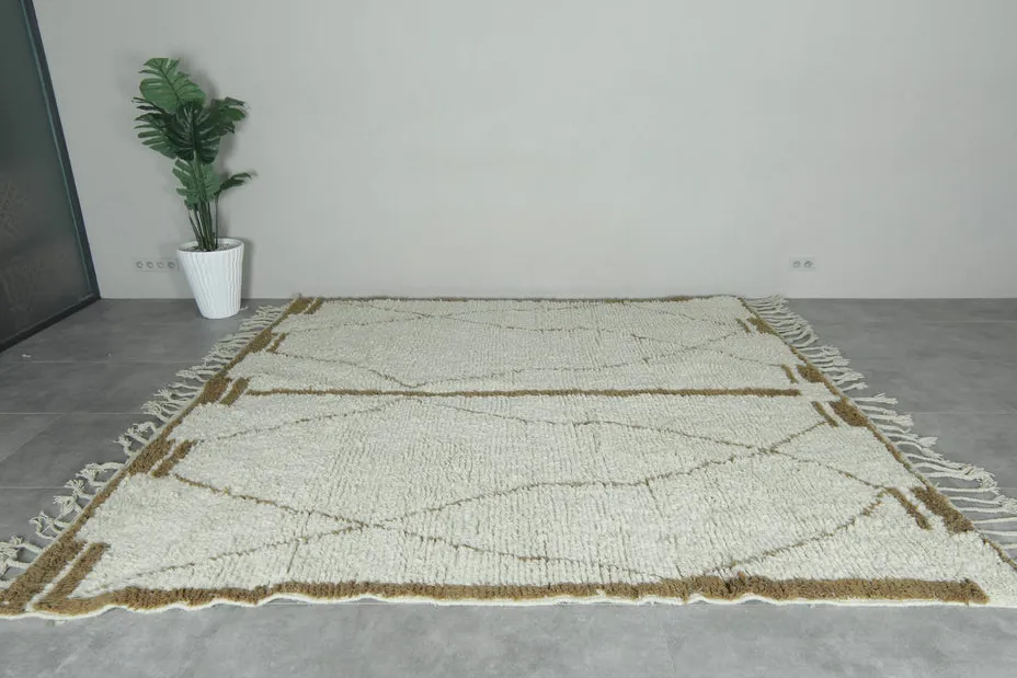 Tapis Beni Ouarain Asni crème et marron, vue 4 sur 7
