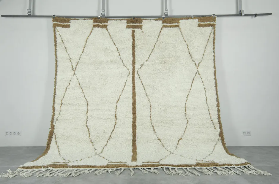 Tapis Beni Ouarain Asni crème et marron, vue 5 sur 7