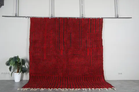 Tapis Beni Ouarain Azemmour rouge à rayures — tapis beni ouarain