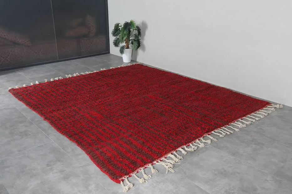 Tapis Beni Ouarain Azemmour rouge à rayures, vue 7 sur 7