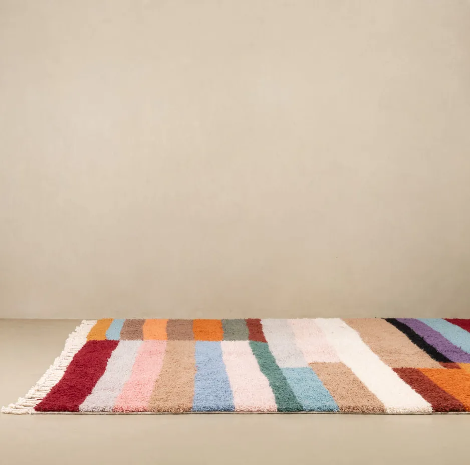 Tapis Beni Ouarain Boulemane blanc au dessin abstrait, vue 7 sur 7