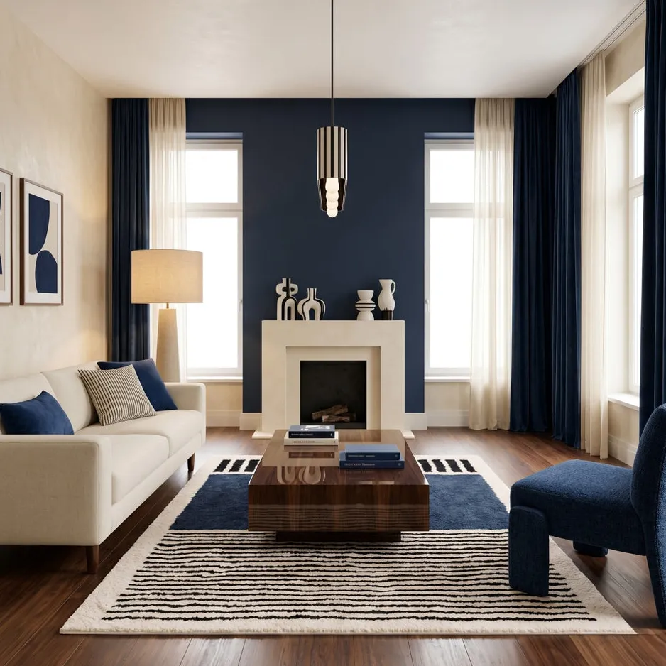 Tapis Beni Ouarain Boulemane bleu, vue 3 sur 7