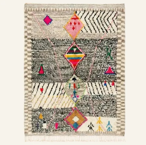 Tapis Beni Ouarain Debdou beige et blanc — tapis beni ouarain